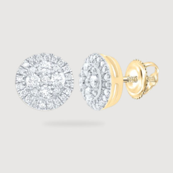 Halo 1/2ctw Round Diamond Earrings - 14k GoldDiscover versatile diamond women's pendants. Elevate any attire with these stunning 1/2CTW 14K gold earrings. Perfect for daily wear or special occasions.