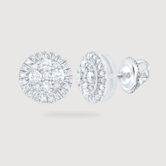 Halo 1/2ctw Round Diamond Earrings - 14k GoldDiscover versatile diamond women's pendants. Elevate any attire with these stunning 1/2CTW 14K gold earrings. Perfect for daily wear or special occasions.