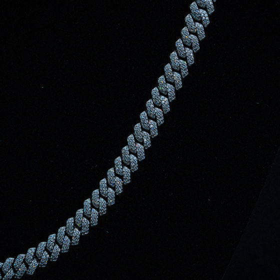 Shop Ready to Ship 9mm Iced-out Silver Cuban Link Chain. Featuring 16.57ctw Certified Moissanite Diamond Stimulants Set in Premium 925 Sterling Silver. 