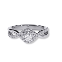  alt=" Discover the Infinity Halo Lab Diamond Engagement Ring. Featuring a 1.75 CT lab-grown diamond, halo, and infinity pavé band in 14K gold, it’s a stunning symbol of love. "