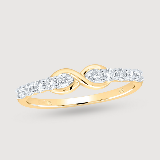 Infinity Ring 1/3CTW Natural Diamonds in 10k Real Yellow Gold. | GOLDZENN 