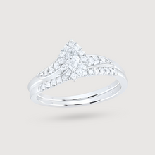  Jemma 1/3ctw Marquise Diamond Halo Engagement Ring Set - 10k White Gold