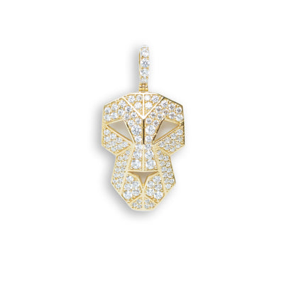 Edge Mask Pendant - 10k Solid Gold| GOLDZENN- Full detail of the pendant.