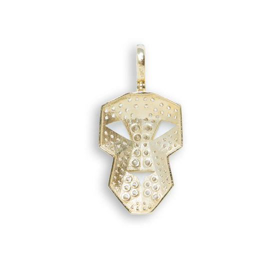 Edge Mask Pendant - 10k Solid Gold| GOLDZENN- Back detail of the pendant.