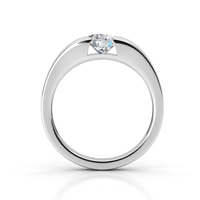A classic men's wedding band featuring a 3 carat centerpiece, shown from the side against a white background.