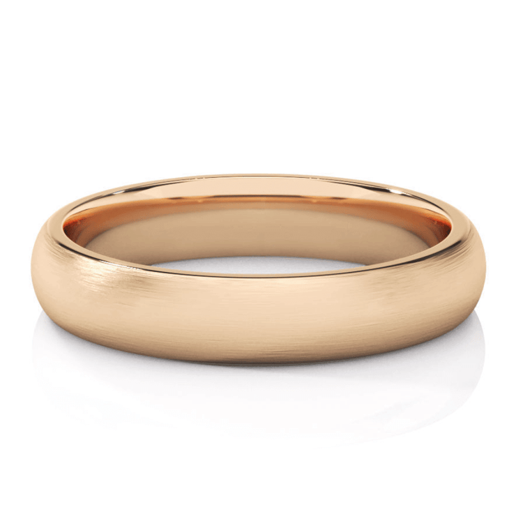 The Men's Wedding Band - 4mm features a simple, polished yellow gold design with a smooth, rounded surface, shown against a white background.