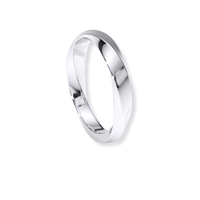 A sleek Men's Wedding Band Braided White Gold in 14K with a polished, reflective finish, displayed on a white background.