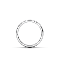 The Men's Wedding Band Brushed White Gold with Lab Diamond Inlay is a slim band featuring small embedded diamonds along the top, shown in side profile on a plain white background.
