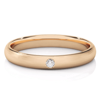 The Men's Wedding Band Center Stone Lab Grown Diamond - 3mm is a classic yellow gold band for men with a single small round lab diamond set flush in the center, shown on a white background.