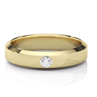 The Men's Wedding Band Center Stone Lab Grown Diamond - 4.5mm features polished yellow gold and a single round lab diamond set flush in the center, shown on a white background.