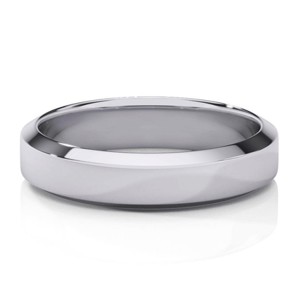 The Men's Wedding Band Classic White Gold - 4.5mm features a simple, polished design with a smooth, rounded surface, elegantly displayed against a white background.