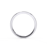 The Men's Wedding Band Cross-Detail White Gold is a sleek, polished 14K white gold ring displayed upright on a white background from a front-facing angle.