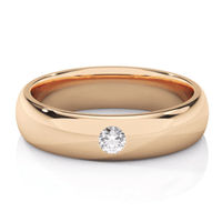 The Men's Wedding Band Matte With Center Lab Grown Diamond - 5mm is a simple white gold band with a flush-set round lab diamond accent at its center, shown on a white background.