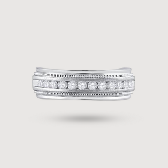 Milgrain 1/2ctw Diamond Wedding Band Ring - 10k White Gold