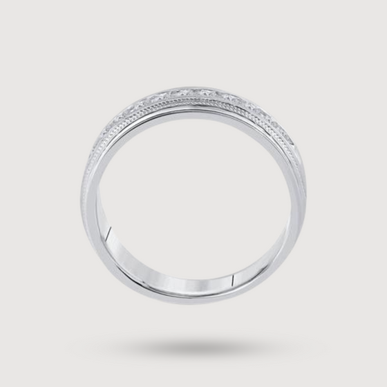 Milgrain 1/2ctw Diamond Wedding Band Ring - 10k White Gold