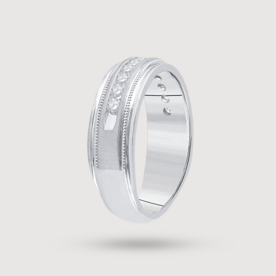 Milgrain 1/2ctw Diamond Wedding Band Ring - 10k White Gold