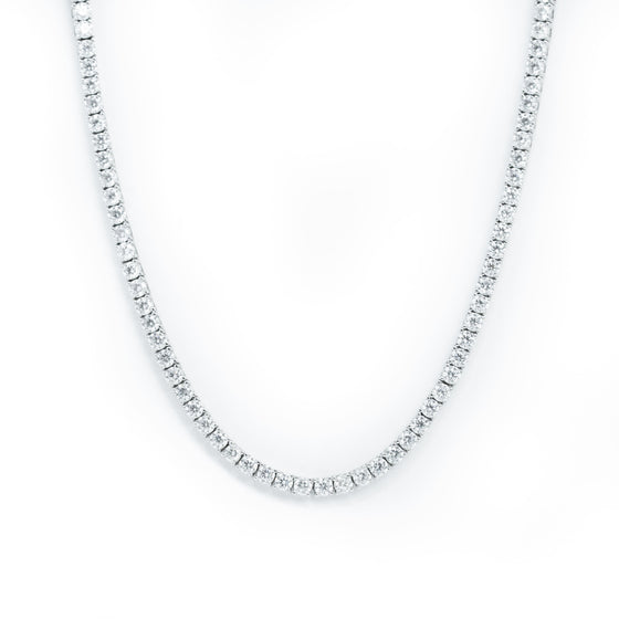 Tennis Chain with certified moissanite stone in 925 Sterling silver. Available in 2mm-5mm widths | GOLDZENN 