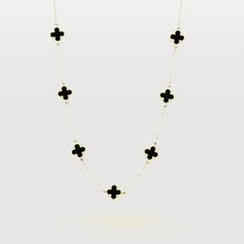  Onyx Four Leaf Clover Necklace in 14k Yellow Gold. | GOLDZENN