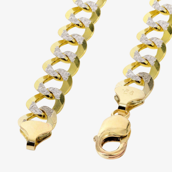 7mm - 13mm Pavé Curb Link Chain - Solid Yellow Gold