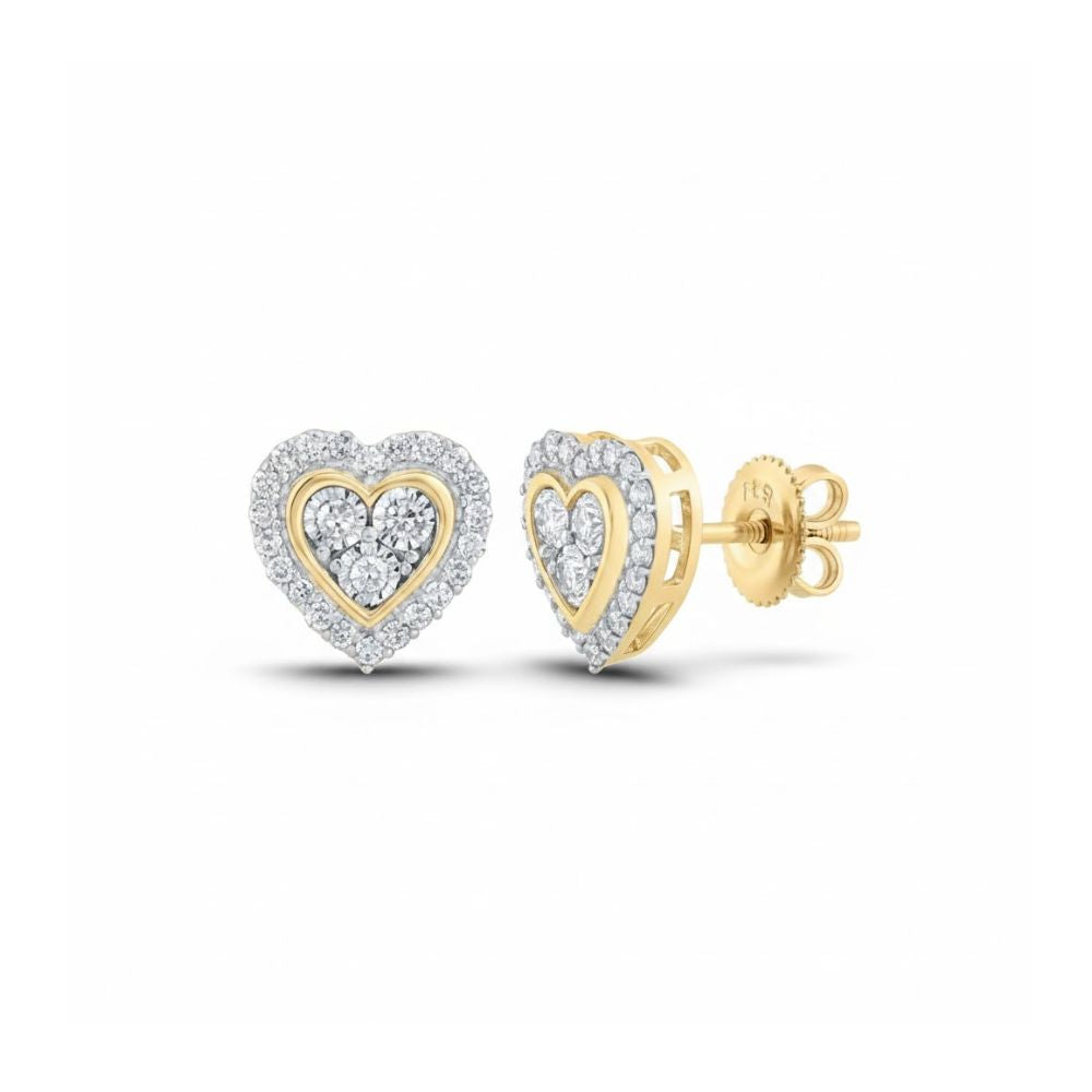 10k Gold Diamond Heart Earrings 1/5 CTTW