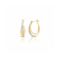 10k Yellow Gold Round Diamond Hoop Earrings 1/10 Cttw close-up detail - GOLDZENN