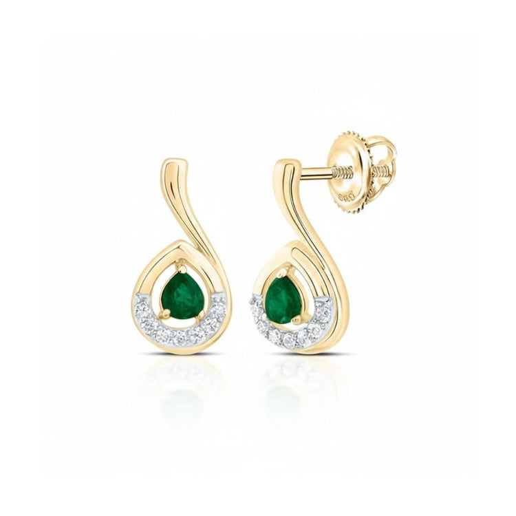 1/20CTW Natural Diamond Earrings in 14k Yellow Gold close-up detail - GOLDZENN