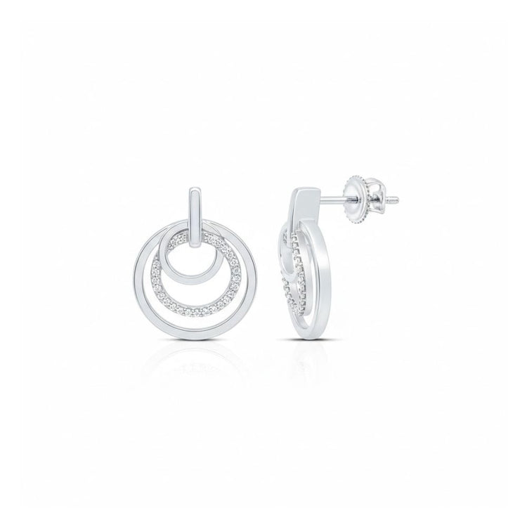 1/5 CTW Natural Diamond Earrings in Sterling Silver close-up detail - GOLDZENN