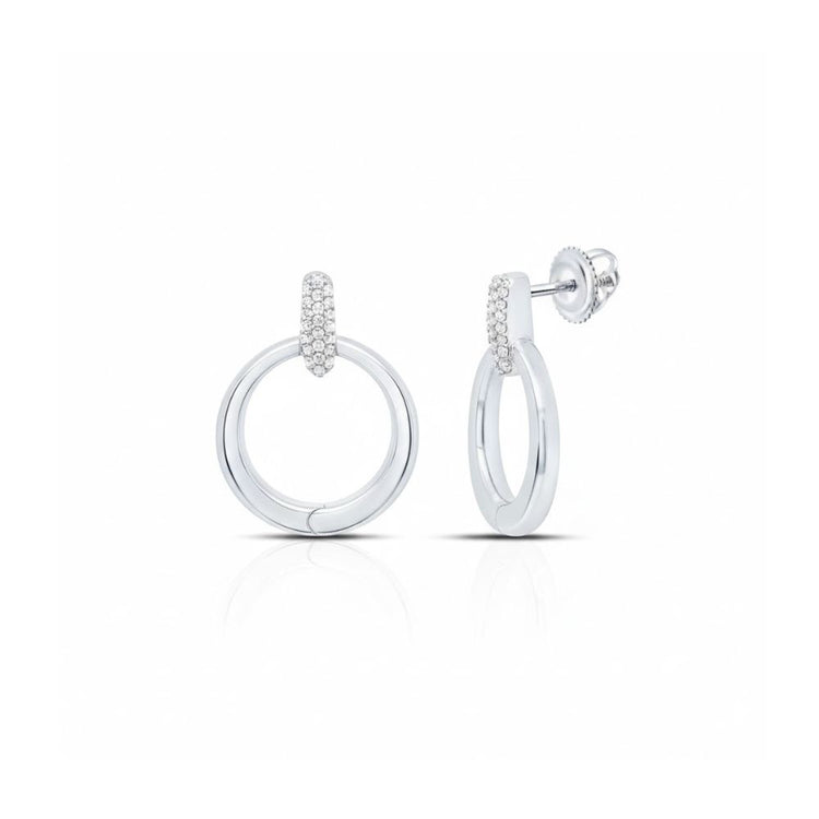 1/6CTW Natural Diamond Round Earrings Sterling Silver close-up detail - GOLDZENN