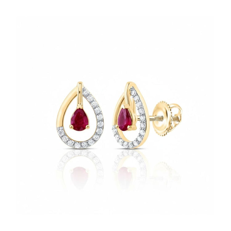 14k Yellow Gold Diamond Fashion Earrings 1/8 CTW close-up detail - GOLDZENN