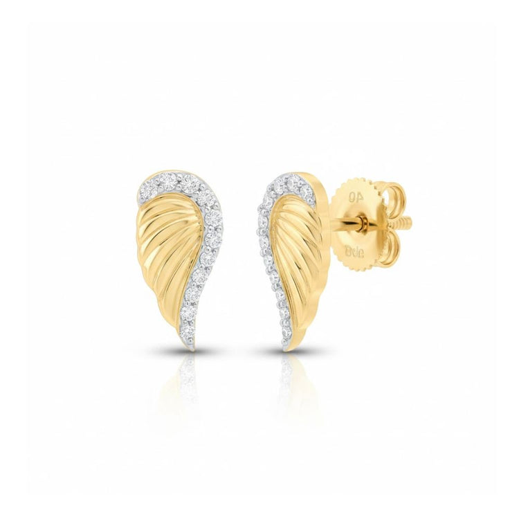 1/10 CTW Natural Diamond Wing Earrings close-up detail - GOLDZENN