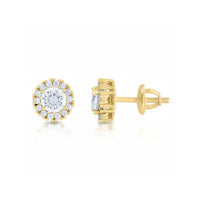 Sterling Silver Moissanite Stud Earrings 1.28ct close-up detail - GOLDZENN