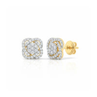 5/8CT Natural Diamond Flower Earrings in 10k Gold close-up detail - GOLDZENN
