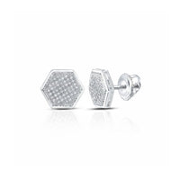1/4CTW Fashion Diamond Micro-Pave Stud Earrings - 10K White Gold close-up detail - GOLDZENN