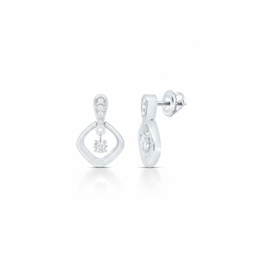 1/10CT Natural Diamond Earrings in Sterling Silver close-up detail - GOLDZENN