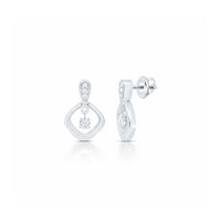 1/10CT Natural Diamond Earrings in Sterling Silver close-up detail - GOLDZENN