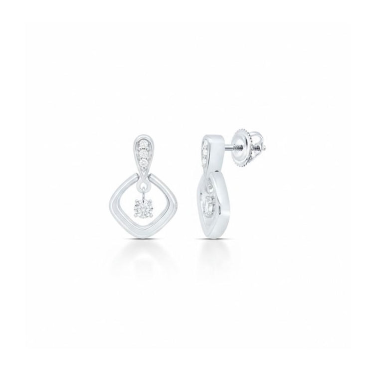 1/10CT Natural Diamond Earrings in Sterling Silver close-up detail - GOLDZENN