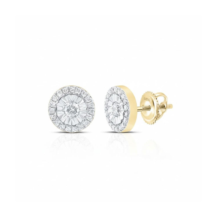 10k Yellow Gold Diamond Stud Earrings 1/5 CTW close-up detail - GOLDZENN