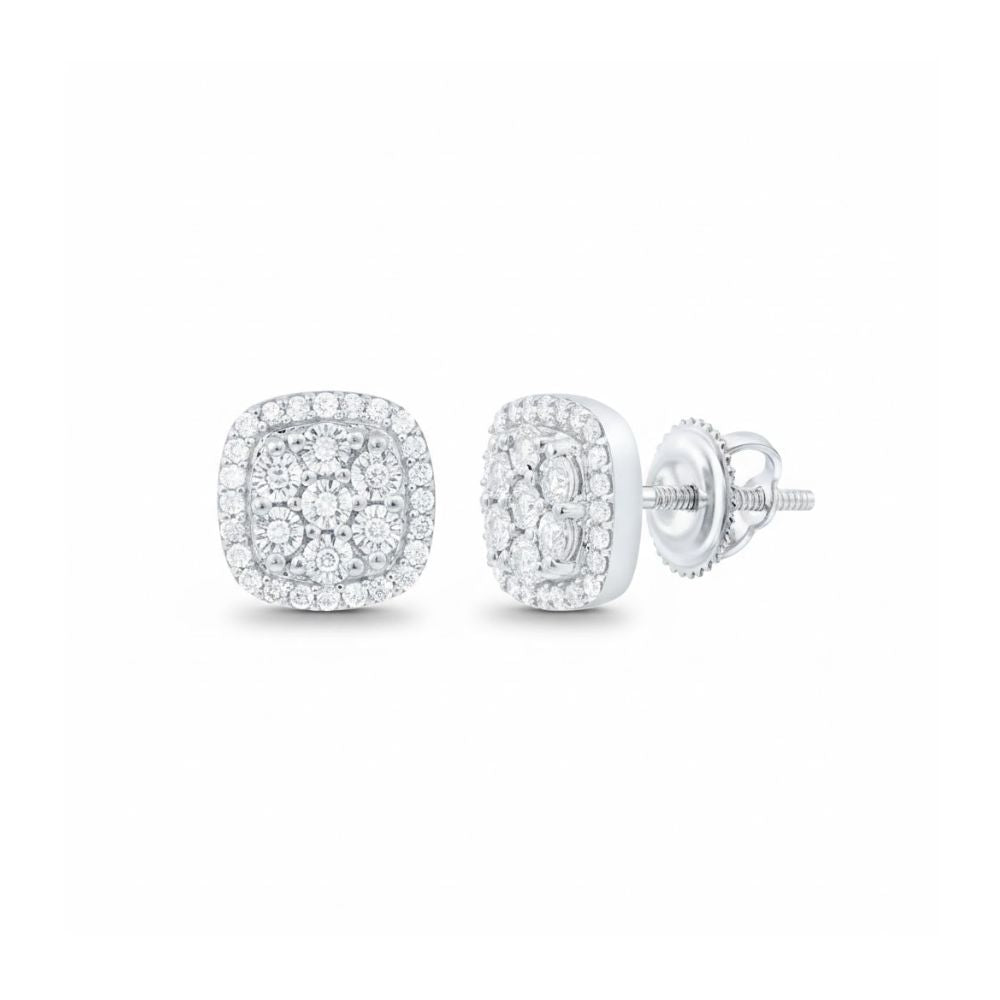 1/4CT Diamond Curved Fanuk Earrings – Sterling Silver close-up detail - GOLDZENN