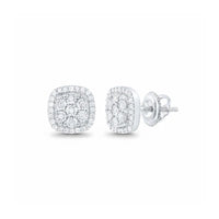 1/4CT Diamond Curved Fanuk Earrings – Sterling Silver close-up detail - GOLDZENN