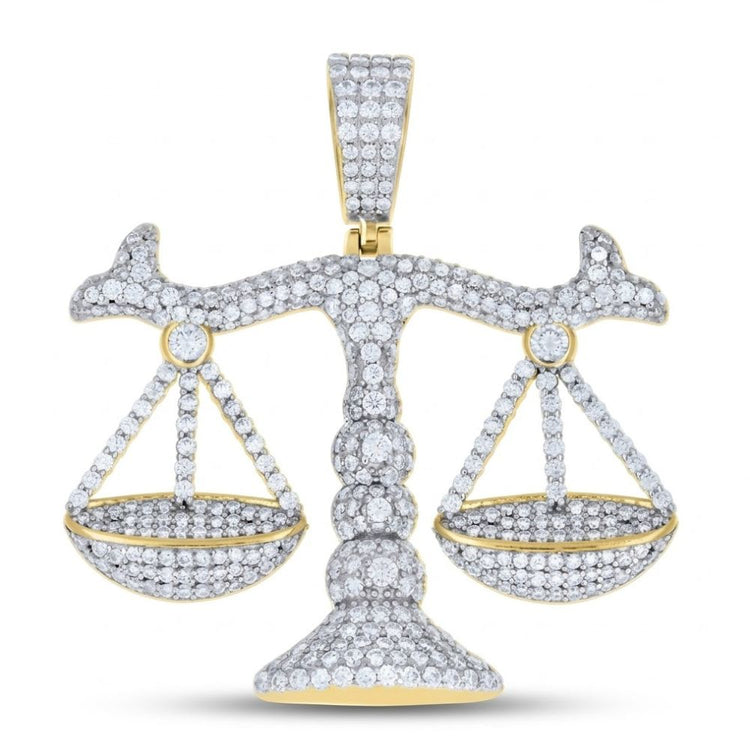 A striking pendant, the 925 Sterling Silver Men's Moissanite Justice Pendant features a detailed scales of justice design with shimmering moissanite stones—a sophisticated accessory for any occasion.