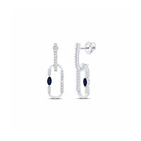 14K White Gold Diamond Paper Clip Dangle Earrings close-up detail - GOLDZENN