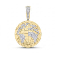 The 10k Gold Diamond “The World Is Yours” Charm showcases a globe design with "THE WORLD IS YOURS" engraved twice and features shimmering diamond-encrusted continents.