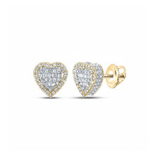  10k Yellow Gold Baguette Diamond Heart Earrings