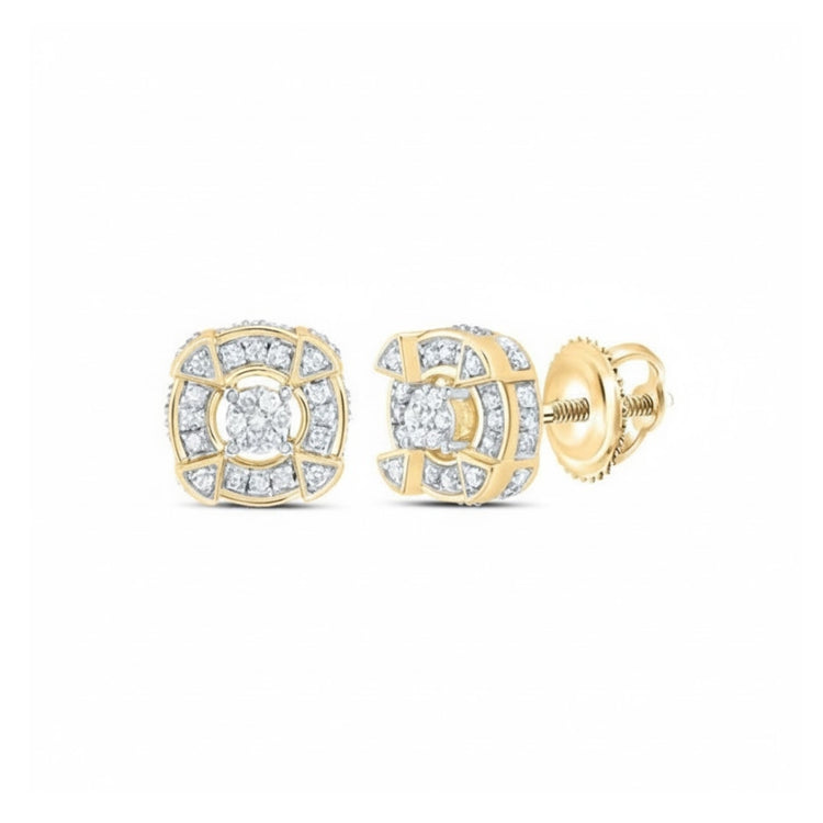 1/4 Ctw Natural Diamond Men’s Earring 10k Gold close-up detail - GOLDZENN