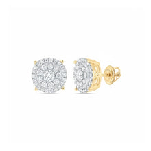  Pendientes de aro con diamantes en racimo de 5/8CTW - Oro amarillo de 14K