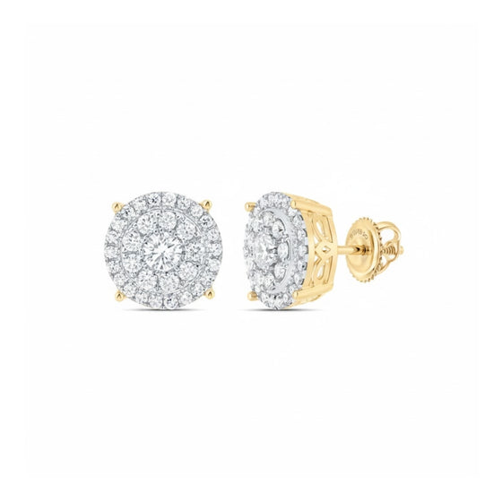 Pendientes de aro con diamantes en racimo de 5/8CTW - Oro amarillo de 14K