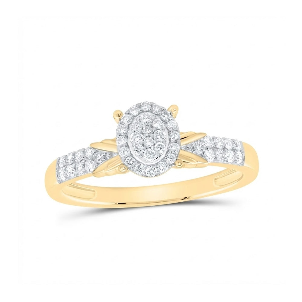 1/4CTW Diamond Oval Halo Engagement Ring 10K Gold