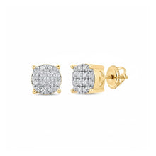  10k Yellow Gold Diamond Cluster Earrings 1/12 Cttw