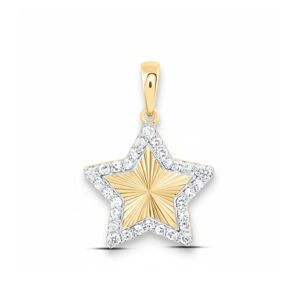 1/6CTW Natural Diamond Star Pendant – 10K Gold
