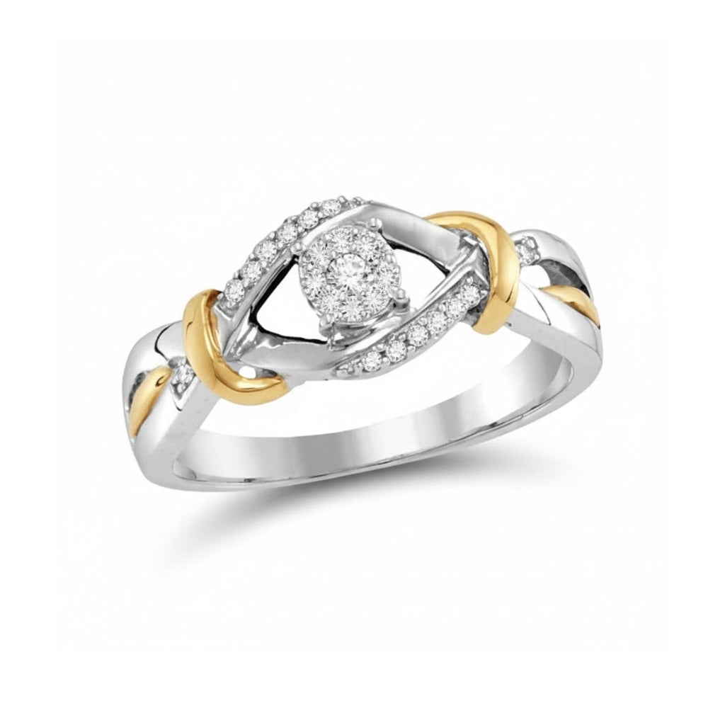 Sterling Silver Diamond Engagement Ring 1/10 Cttw